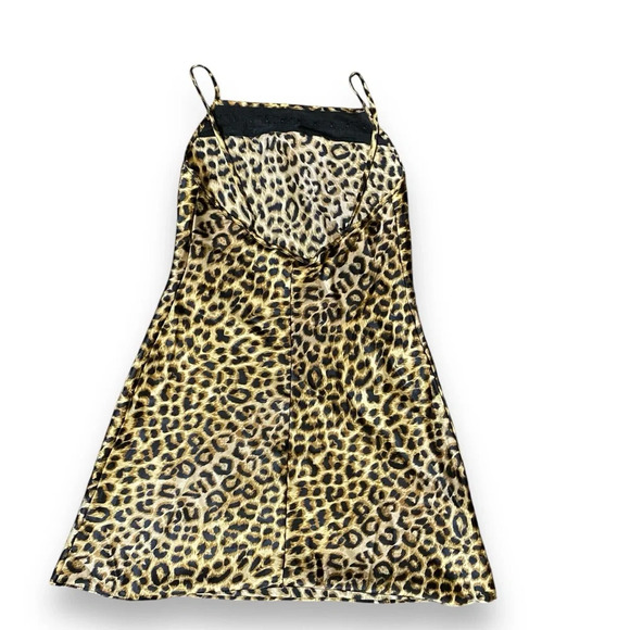 Vtg. Secret Treasures Leopard Cheetah Animal Print Satin Lace Slip Dress Size S - Picture 5 of 5